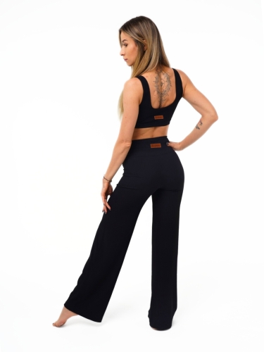 DUSHKO Spodnie Wide Flow Black - szeroka nogawka,  fitness, joga, pilates stretching, taniec, czarne 1.jpg