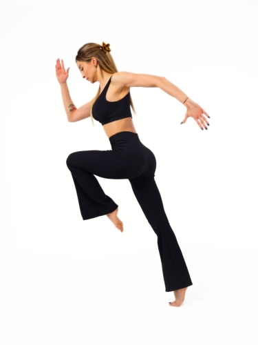 DUSHKO Spodnie Flare Flow Black - dzwony  fitness, joga, pilates, stretching, taniec, czarne 1.jpg